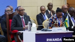 Rwandan President Paul Kagame attends a joint summit of the Southern African Development Community and the East African Community to discuss the conflict in eastern DRC, in Dar es Salaam, Tanzania, on Feb. 8, 2025.