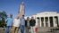The Waldos, from left, Mark Gravitch, Larry Schwartz, Dave Reddix, Steve Capper and Jeffrey Noel pose below a statue of Louis Pasteur at San Rafael High School in San Rafael, California, April 13, 2018. Friday is April 20, or 4/20. That’s the numerical code for marijuana’s high holiday, a celebration and homage to pot’s enduring and universal slang for smoking. And the five Northern California high school stoner buddies widely credited with creating the shorthand slang for getting high nearly 50 years ago now serve as the day's unofficial grand masters.