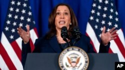 អ្នកស្រី Kamala Harris អនុប្រធានាធិបតី​សហរដ្ឋ​អាមេរិក ថ្លែង​អំពី​សិទ្ធិ​បោះឆ្នោត​នៅ​សាកលវិទ្យាល័យ Howard ក្នុង​រដ្ឋធានី​វ៉ាស៊ីនតោន ថ្ងៃទី៨ ខែកក្កដា ឆ្នាំ២០២១។