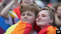 Défilé de la gay pride à Varsovie, en Pologne, le samedi 8 juin 2019. 