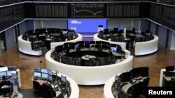 The German share price index DAX graph is pictured at the stock exchange in Frankfurt, Germany, Jan. 11, 2021. 