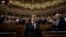Newly re-elected Spanish Prime Minister Mariano Rajoy, center, is applauded by lawmakers after the second and final confidence vote of the investiture debate at the Spanish Parliament in Madrid, Oct. 29, 2016. 