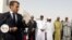 French President Emmanuel Macron delivers a speech during a press conference ahead of a G5 Sahel force meeting in Nouakchott, Mauritania, July 2, 2018. 