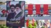 پوستر خامنه‌ای و پسرش در کنار تبلیغات شرکت مواد غذایی ریماس در نزدیکی فرودگاه بین‌المللی رفیق حریری بیروت - جمعه ۵ تیر ۱۴۰۵