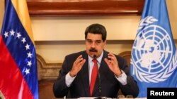 El presidente de Venezuela, Nicolás Maduro, durante una reunión con representantes de la ONU en Caracas, el sábado 12 de enero de 2019.