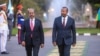 Ethiopian Prime Minister Abiy Ahmed, right, welcomes Somali President Hassan Sheikh Mohamud in Addis Ababa. 