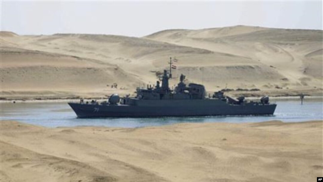 The Iranian navy frigate IS Alvand passes through the Suez canal at Ismailia, Egypt, Tuesday, Feb.22, 2011