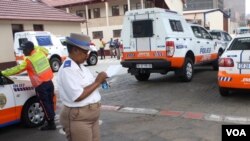 Superintendent Edna Mamonyane, at the Johannesburg Metro Police Department headquarters, says the nation’s drivers are ‘addicted to speed.’ (D. Taylor/VOA)