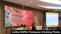 Dialog Publik Gerakan Advokasi Data Responsif Gender dan Inklusif untuk Tujuan Pembangunan Berkelanjutan (TPB) atau Sustainable Development Goals (SDGs) di Jakarta, Selasa, 25 September 2018. (Foto: Institut KAPAL Perempuan)