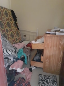 Freelance journalist Lucy Kassa says her home in Addis Ababa was raided by three armed men dressed in civilian clothes. The aftermath of that raid is seen in this photo. (Courtesy image)