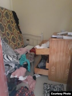 Freelance journalist Lucy Kassa says her home in Addis Ababa was raided by three armed men in civilian clothes.  The consequences of this raid can be seen in this WhatsApp photo.  (Courtesy image)
