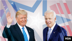 El presidente de EE. UU., Donald Trump (izq), y el candidato presidencial demócrata y rival de Trump por la presidencia, Joe Biden, en montaje fotográfico de archivo.