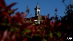 The Santa Croce church is seen in Vinci, the Tuscan village where Leonardo da Vinci was born, April 9, 2019.