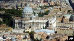 FILE - An aerial view of the Vatican with St. Peter's Basilica is seen in this undated photo. 