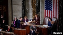 U.S. Vice President Kamala Harris attends a joint session of Congress to certify Donald Trump's election, at the U.S. Capitol in Washington, Jan. 6, 2025. 