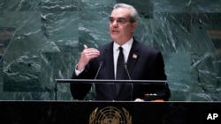 El presidente de República Dominicana, Luis Abinader, durante su intervención en la 78ª Asamblea General de la ONU, en Nueva York, EEUU, el 20 de septiembre de 2023.