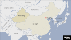 Map of Xinjiang Province in China.