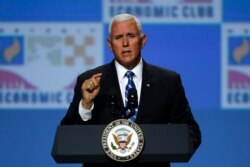 Vice President Mike Pence speaks at the Economic Club of Detroit, Aug. 19, 2019.