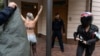 Activists of the Femen feminist group protest in front of the Iranian embassy in Kyiv, Ukraine, Oct. 4, 2024.