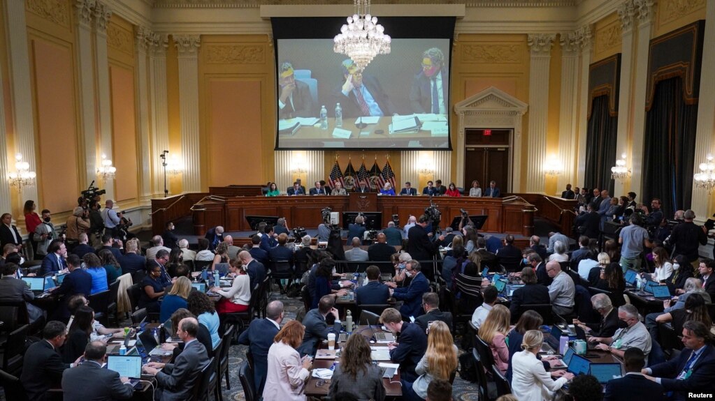 美国国会众议院负责调查2021年1月6日国会山骚乱事件的委员会周四（6月9日）晚间举行首次公开听证会。(photo:VOA)