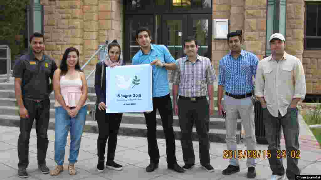  گردهمایی ایرانیان خارج از کشور در حمایت از توافق هسته ای در دانشگاه ویومینگ.