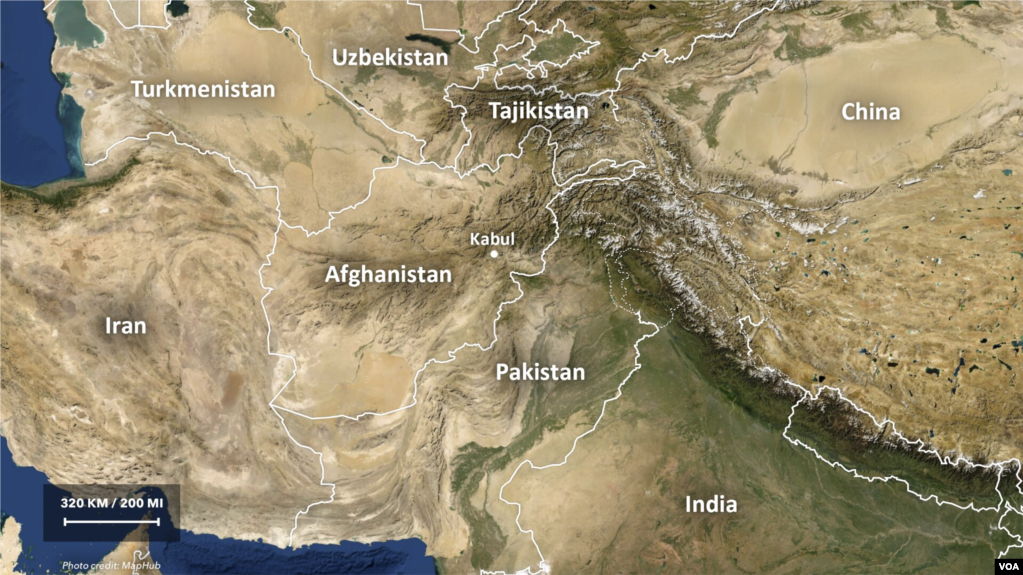 阿富汗及周边国家地图。(photo:VOA)