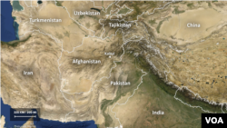 阿富汗及周边国家地图。