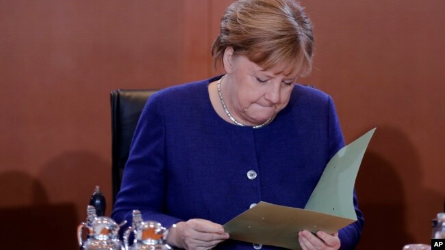 资料照片--德国总理默克尔。 （2020年1月8日）