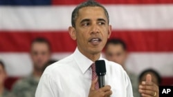 President Barack Obama speaks to soldiers from the 10th Mountain Division in Fort Drum, N.Y, many of whom have just returned from Afghanistan, June 23, 2011