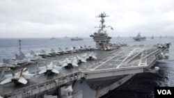 Kapal induk AS USS George Washington yang digunakan dalam latihan bersama Angkatan Laut AS dan Korea Selatan.