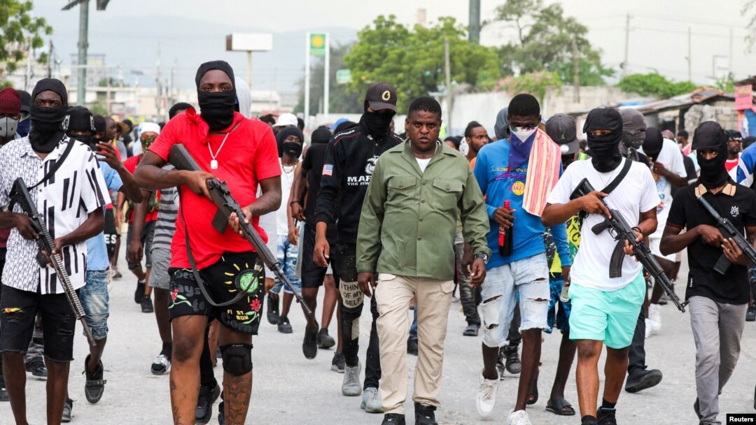 Jimmy "Barbecue" Cherizier leads a march against Prime Minister Ariel Henry, in Port-au-Prince