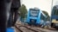 A fuel cell train, which is powered by hydrogen, arrives in Bremervoerde, northern Germany, Sept. 16, 2018. 