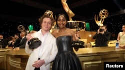 Jeremy Allen White, winner of Outstanding Lead Actor in a Comedy Series for "The Bear" and Ayo Edebiri winner of Supporting Actress in a Comedy Series award for "The Bear" attend the 75th Primetime Emmy Awards Governor's Gala in Los Angeles, Jan. 15, 2024. 