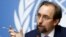 Cao ủy Nhân quyền Liên hiệp quốc Zeid Ra'ad Al Hussein, họp báo về  Venezuela tại văn phòng Liên hiệp quốc ở Geneva, ngày 30/8/2017. 