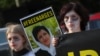 Amnesty International activists protest against the death penalty in Iran outside Iran's embassy in Brussels October 10, 2019. (Yves Herman/Reuters)