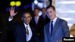 باراک اوباما در ورود به مادرید از سوی پادشاه اسپانیا مورد استقبال قرار گرفت.