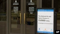The Smithsonian Institution National Air and Space Museum is closed during the partial government shutdown, Jan. 4, 2019 in Washington. 