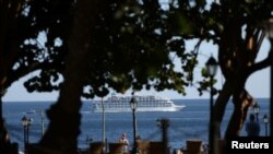 Cruise ship Pearl Mist arrives in Havana, Cuba, Jan. 18, 2017.