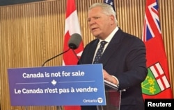 Ontario Premier Doug Ford responds to U.S. President Donald Trump's new 25% tariffs on imports from Mexico and Canada, in Toronto, Ontario, Canada, March 4, 2025.