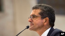 Proposed Secretary of State Pedro Pierluisi attends his confirmation hearing at the House of Representatives, in San Juan, Puerto Rico, Aug. 2, 2019.