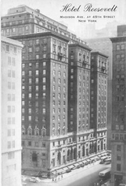 The Roosevelt Hotel's exterior is seen in an undated postcard from its early days. (Copyright expired)