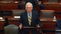 FILE - In this image from video, Senate Minority Leader Mitch McConnell of Kentucky speaks on the Senate floor, at the U.S. Capitol in Washington, Feb. 13, 2021.