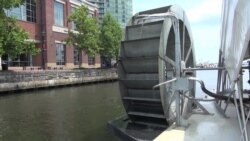 Water Wheel Picks Up Trash in Baltimore's Waterways