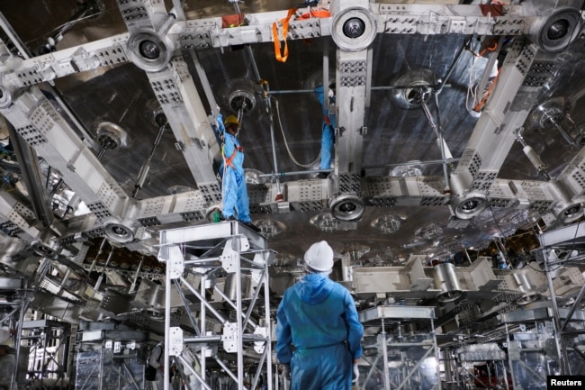 A view of the base of the soon-to-be-completed and sealed central detector at the Jiangmen Underground Neutrino Observatory (JUNO) in Kaiping, Guangdong province, China October 11, 2024. (REUTERS/Ryan Woo)