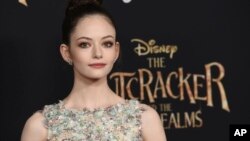 Mackenzie Foy, a cast member in "The Nutcracker and the Four Realms," poses at the premiere of the film at the Dolby Theatre in Los Angeles, Oct. 29, 2018.