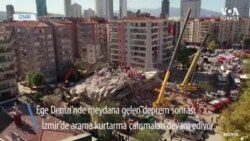 İzmir'de Kurtarma Çalışmaları Havadan Görüntülendi