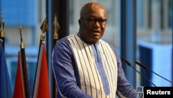 Burkina Faso's President Roch Marc Christian Kabore, seen in this Nov. 19, 2019 file photo, has declared two days of national mourning.