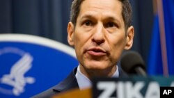 Centers for Disease Control and Prevention Director Dr. Thomas Frieden speaks during a press conference at a one-day Zika summit, April 1, 2016, in Atlanta.