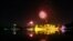 Fireworks explode in the skies above Kayawait palace hotel as people usher in the new year during a 2014 new year's count down party in Rangoon, Burma, also known as Myanmar, Jan. 1, 2014. 