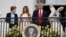 U.S. President Donald Trump stands with his son Barron, first lady Melania Trump and the Easter Bunny at the White House, April 17, 20017.